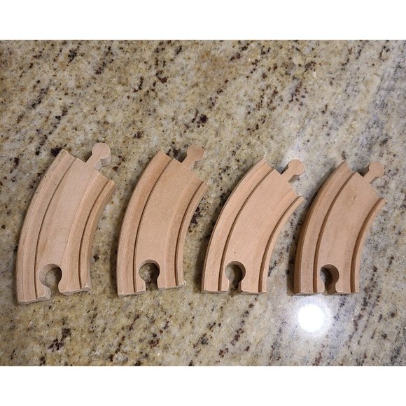 4 PIECE REVERSIBLE CURVE TRACK BRIO THOMAS COMPATIBLE WOODEN RAILWAY 4" Curve - Picture 1 of 5